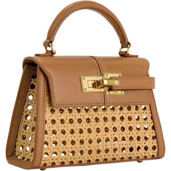 ⚡Jw Pei Women Brown Woven Vegan Leather Elegant Sustainable Top Handle Bag - Picture 2 of 6